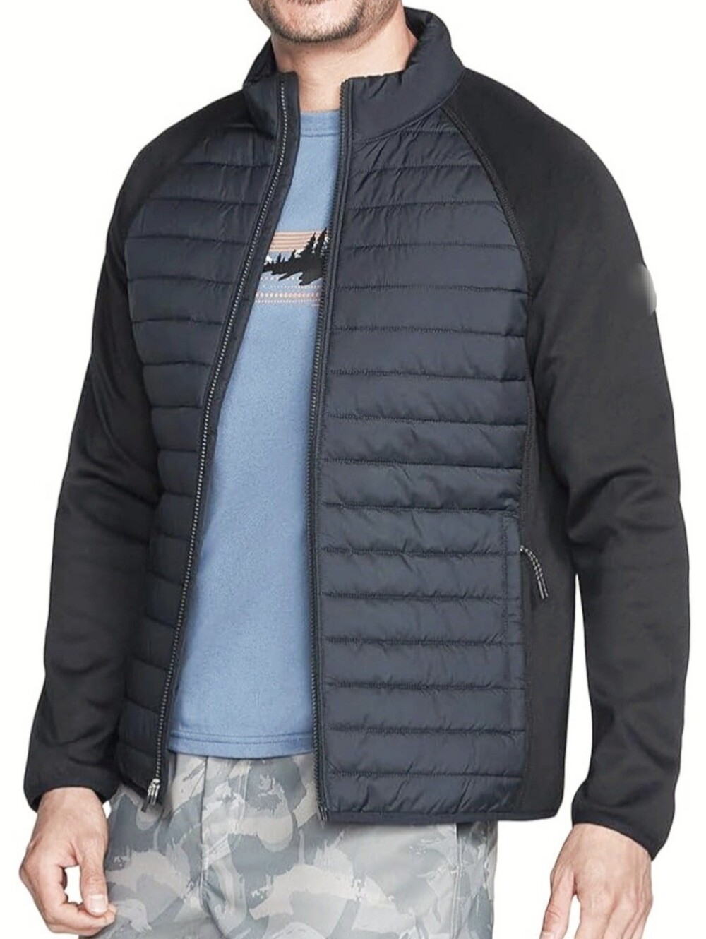 New Balance Heat Loft Black Quilted Hybrid Puffer/Fleece Jacket Large
